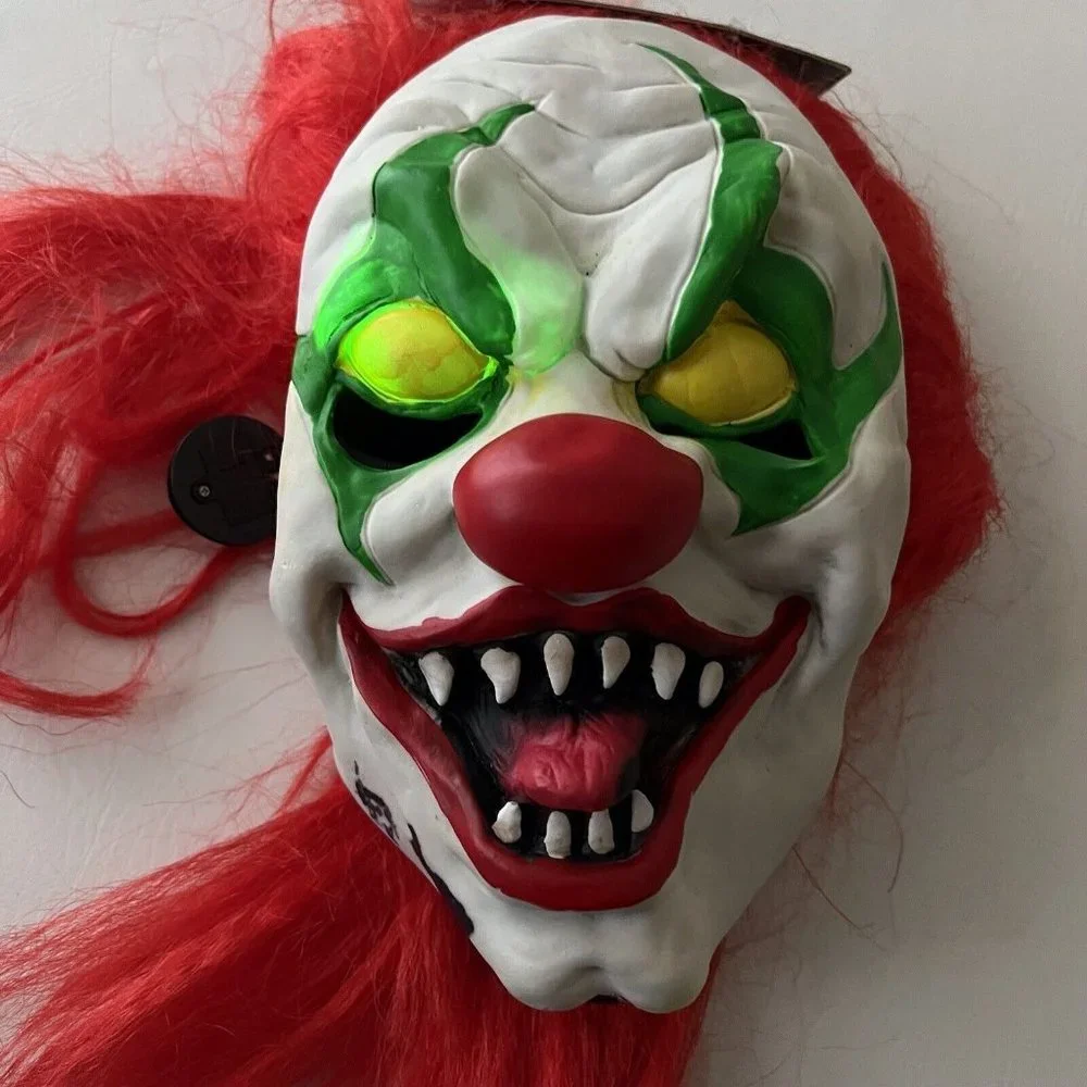 Halloween Scary Creepy Light Up Clown Face Mask costume Accessory Adult One Size - Picture 1 of 4